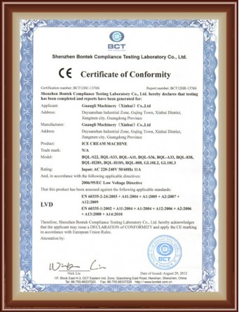 CE Certificate of Conformity