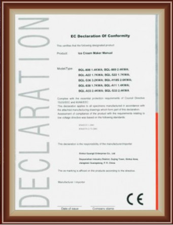 EC Certificate of Conformity